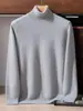 Suéter de Cachemira 100% Puro para Hombre con Cuello Alto, Engrosado para Otoño e Invierno, Cálido, Color Sólido Sencillo, Camisa Base Versátil para Negocios