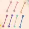 Pendientes de hueso de oreja de color nuevo transfronterizos, de varilla larga, para puente de oreja, doble perforación en la oreja, puente de oreja, acero inoxidable, 6 colores, Flor de Loto Amor