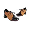 Nuevos zapatos de cordones con costuras para primavera y otoño para mujer, zapatos romanos retro, tacón grueso, tacones altos, tallas 40-43, zapatos de comercio exterior
