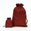 Bolsa de lino de imitación de punto de fábrica bolsa para joyas bolsa de regalo para joyas bolsa de brocado bolsa pequeña de tela bolsillo para manojo de pulseras de cuentas venta al por mayor