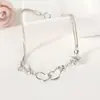 Celebridade da Internet Eu Te Amo Pulseira Ido Estilo Coreano Fashionável Joia de Zircônia Coração com Coração para Mulheres Banhada a Prata 925 Pulseira Conectada por Corações