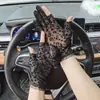 Guantes de Protección Solar de Verano para Mujer, Encaje Anti-UV Delgados Antideslizantes para Conducir y Ciclismo Parasol Guantes Cortos de Primavera y Otoño