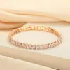 Pulseira Totalmente Cravejada em Zircônia Banhada a Prata para Mulheres Microcravejada Estilo Luxo Leve Moda de Alto Padrão Simples 520 Presente Venda Direta da Fábrica