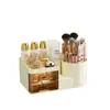 Organizador de Maquillaje Multifuncional: Caja de Almacenamiento de Plástico de Gran Capacidad para Cosméticos para Tocador, Estudiantes y Uso en Escritorio