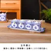 Tarro de porcelana azul y blanco para condimentos mesa de restaurante LOGOTIPO tarro para chiles portapalillos olla para vinagre olla para salsas portapalillos bandeja