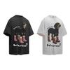 6106 Calle Americana 2025 Verano Diseño Estampado de Perro Sentido Hombres Suelta Gama Alta Cuello Redondo Manga Corta Camiseta