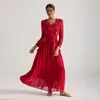 Tiro Real de Encaje Bordado Pesado Floral Tridimensional de Perlas Estilo Francés Vestido Largo