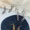 Pendientes de Cadena con Aguja de Plata s925 Nuevo Estilo Celebridad de Internet Dongdaemun Pendientes Geométricos Elegantes Simples Versátiles para Mujer