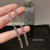 Pendientes de Borla con Flor de Zircón de Aguja de Plata Transfronterizos, Pendientes de Moda y Elegantes, Pendientes de Lujo Ligero y de Gama Alta, Diseño de Nicho