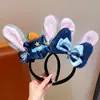 Faixa de cabelo de pelúcia cinza de desenho animado com orelhas de coelho longas para adultos e meninas, adequada para tirar fotos ao ar livre, adiciona um senso de atmosfera, acessório de faixa de cabelo antiderrapante
