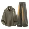 Conjunto de Moletom da Marca Tendência Plus Size para Homens, Novo Design de Primavera e Outono, Conjunto Casual Esportivo de Duas Peças com Caimento Solto