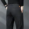 Calça Casual Masculina de Primavera e Outono, Novo Corte Reto Solto, Luxo Leve de Alta Qualidade, Antirrugas, Calça Social Masculina Elástica