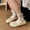 Sapatilhas Francesas Retro Versáteis de Salto Baixo Grosso para Mulheres Verão 2025 Novo Estilo com Saia Sapatos Mary Jane de Solado Macio com Fundo Alto