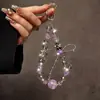 Corrente de Celular com Contas de Cristal Brilhantes com um Toque Luxuoso e de Alta Qualidade, Chaveiro de Carro com Laço, Acessório de Corrente para Pendurar na Bolsa