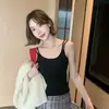 Camisola Casual Sexy de Estilo Coreano, Color Sólido, Escote Bajo, Doble Tirante con Copas Fijas, Adelgazante y Versátil, Mayoreo