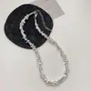 Moda Tendência Personalidade Prata Formato Especial Irregular Colar de Contas Nicho Pérola Simples Elegante Corrente de Clavícula Hip Hop Tendência