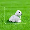 Paisaje en miniatura de dibujos animados creativo lectura y riego de flores figura de perro casa de muñecas decoración DIY accesorios adornos en miniatura