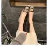 Zapatos Mary Jane de piel de oveja con hebilla cuadrada y tacón bajo, Zapatos planos de suela blanda estilo francés, Versátiles para el trabajo y fiestas