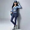 Ropa Deportiva de Otoño para Mujer Top de Manga Larga para Yoga con Sujetador Incorporado Falso Dos Piezas Pantalones Largos Secado Rápido Transpirable Ropa de Entrenamiento para Pilates