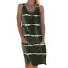2021 estación independiente deseo verano europeo y americano transfronterizo mujer cuello redondo estampado rayado bolsillo chaleco vestido