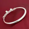 Pulsera de campana de plata de ley plata pura 999 para mujer pulsera de plata totalmente brillante redonda de empujar y tirar sólida simple regalo de vacaciones