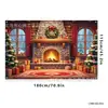 Tela de fondo navideño en stock, lista para enviar, con impresiones de alta definición de Papá Noel, muñecos de nieve y renos, perfecta para decoraciones navideñas