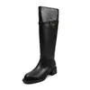 Botas de montar de moda estilo británico de 4.5 cm de tacón alto, nuevo modelo otoño e invierno 2026, punta redonda, tacón grueso, hebilla de cinturón, botas largas sin cordones