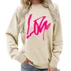 Talla Europea Suministro de Amazon Estampado de Corazones Cuello Redondo Sudaderas Chaquetas Casuales Holgadas Moda Europea y Americana