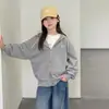Chaqueta con Capucha para Niña YOJIA Primavera y Otoño 2026 Nueva Moda Suelta Sudadera Cardigan para Niña Pequeña Ropa de Otoño para Niños
