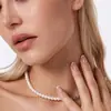 Colar de pérolas margarida da Amazon, colar em camadas para o temperamento feminino, corrente para clavícula, acessórios da moda, frescos e doces