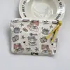 Bolsa Cosmética Linda Azul Caricatura Mini Billetera Algodón Puro Bolsa Pequeña de Tela Auriculares Lápiz Labial Bolsa de Almacenamiento Portátil