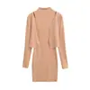 Estilo Deseo Puro Vestido sin Mangas de Cuello Plegado Falda Corta Cardigan Ultra Corto de Manga Larga para Mujer Conjunto de Dos Piezas Falda de Cadera