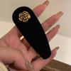 Pinza BB de Terciopelo Negro Camelia para Mujer Estilo Francés Retro Pasador Lateral Premium Nuevo 2022