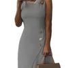 Vestido de verano sin mangas, color liso, con temperamento, disponible en Amazon WISH AliExpress, material grueso, disponible en el mercado transfronterizo.
