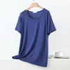 Nueva camiseta de verano para mujer, modelo modal, cuello redondo, talla grande, manga corta, camisa base casual holgada