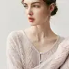 Cárdigan de Seda de Morera y Cachemira Minimalista Ligero y Transpirable para Mujer, Cuello en V, Estilo Perezoso, Prendas de Punto Reductoras de Edad, Prenda Exterior Superior para Mujer
