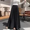 Saia midi plissada feminina para o outono de 2026, adequada para corpo tipo pera, cobre os quadris, emagrece, com barra ampla e fluida, saia longa plissada em A, versátil