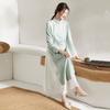 Qing Shu Zhai Otoño e Invierno Vestido Cheongsam Mejorado para Mujer Algodón y Lino Ropa de Té Zen Estilo Chino Temperamento Artístico Vestido Largo