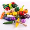 Juguetes educativos para cortar frutas, de madera, con velcro, para verduras y frutas, para niños, juguetes de cocina individuales
