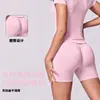 Conjunto de yoga de dos piezas, de punto sin costuras, color liso, transpirable y de manga larga, para deportes, running y fitness, de origen europeo y americano