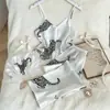 Pijama cruzado de Amazon para mujer, estampado de leopardo, seda sintética, holgado y cómodo, conjunto casual para casa, venta al por mayor de comercio exterior