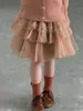CHENG.L 26 Outono/Inverno Versátil Saia Tutu Malha para Meninas Bolo Renda Princesa Saia