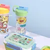 Bento Box Estudante Caixa de Refeição Compartimentada Micro-ondas Divertida Conjunto de Copos de Água Trabalhador de Escritório Selada Caixa de Almoço Piquenique Caixa Portátil