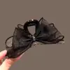 Presilha de Cabelo com Laço de Renda Super Fada com Toque de Luxo, Presilha de Garra Exquisita com Strass Preto, Novo Modelo 2023 Presilha de Tubarão