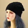 Gorro de Punto con Estampado para Mujer Otoño e Invierno, Gorro Holgado de Moda Cálido y a Prueba de Frío y Viento, Gorro Turbante Versátil