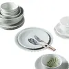 Nuevo Set de Vajilla de Cerámica para Uso Doméstico, Fresco Set de Cuencos y Platos con Relieve, Platos Fáciles de Limpiar, Cuencos Antideslizantes, Cuencos de Cerámica Blanca Pura