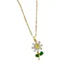 [Aço titânio] flor de zircônio completo luxo leve elegante corrente de zircônio para clavícula pequena ins celebridade da internet retrô colar de aço titânio para mulheres