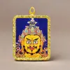 Pingente Thangka do Xizang Zakilam Quadrado Liga de Aço Titânio Dourado Vários Padrões de Minério Podem Escolher Direto da Fábrica