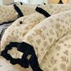 Coral Milk Velvet Bed Quatro peças Inverno engrossado princesa renda colcha capa rosa inverno forrado com lã lençol