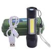 Mini lanterna COB telescópica com zoom portátil recarregável por USB multifuncional pequena lanterna bateria embutida iluminação